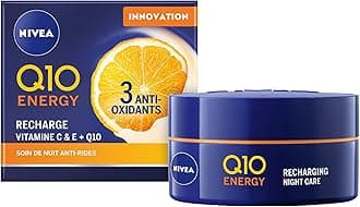 Face Night Cream, Q10 Energy Recharging, Vitamin C + E, 50ml