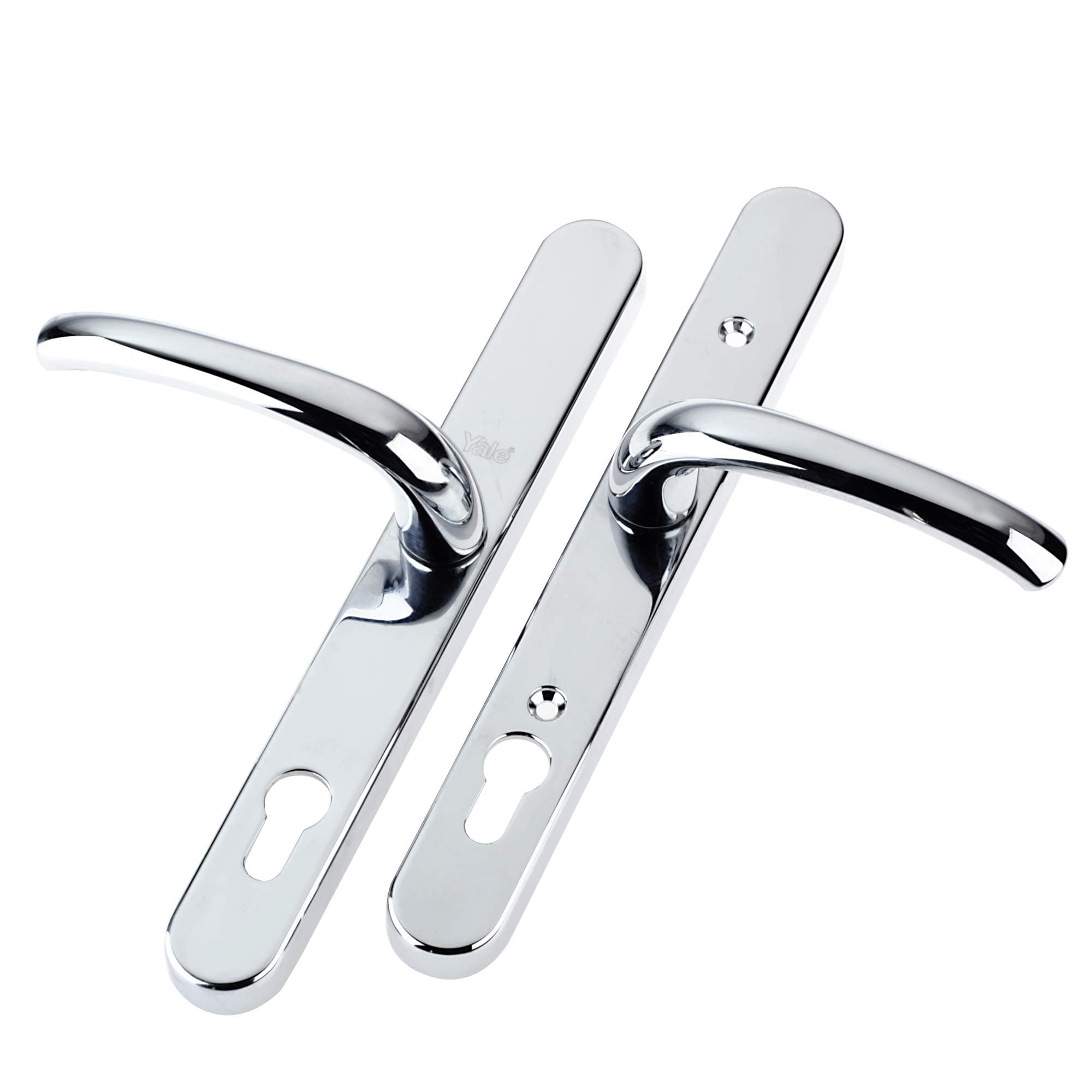 P-PVC-RH-PC Security Door Handle, Standard Security, 92mm Centre, Adjustable Fixing Points, Built in Cylinder Guard, for PVCu Doors, Chrome Finish