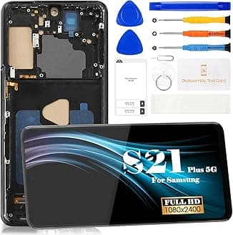 TFT for Samsung Galaxy S21 Plus 5G LCD Display for Galaxy S21 Plus 5g Screen Replacement for SM-G996U SM-G996U1 Digitizer Touch Screen Assembly Repair Part with Frame (Black)