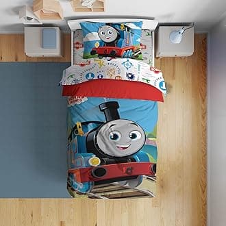 Sunny Side Up Mattel Thomas & Friends Toddler Comforter Set - 4 Piece Preschool Bedding Includes Comforter, Sheets & Pillow Cover - Super Soft Trains Microfiber Bed SetOEKO-TEX STANDARD 100