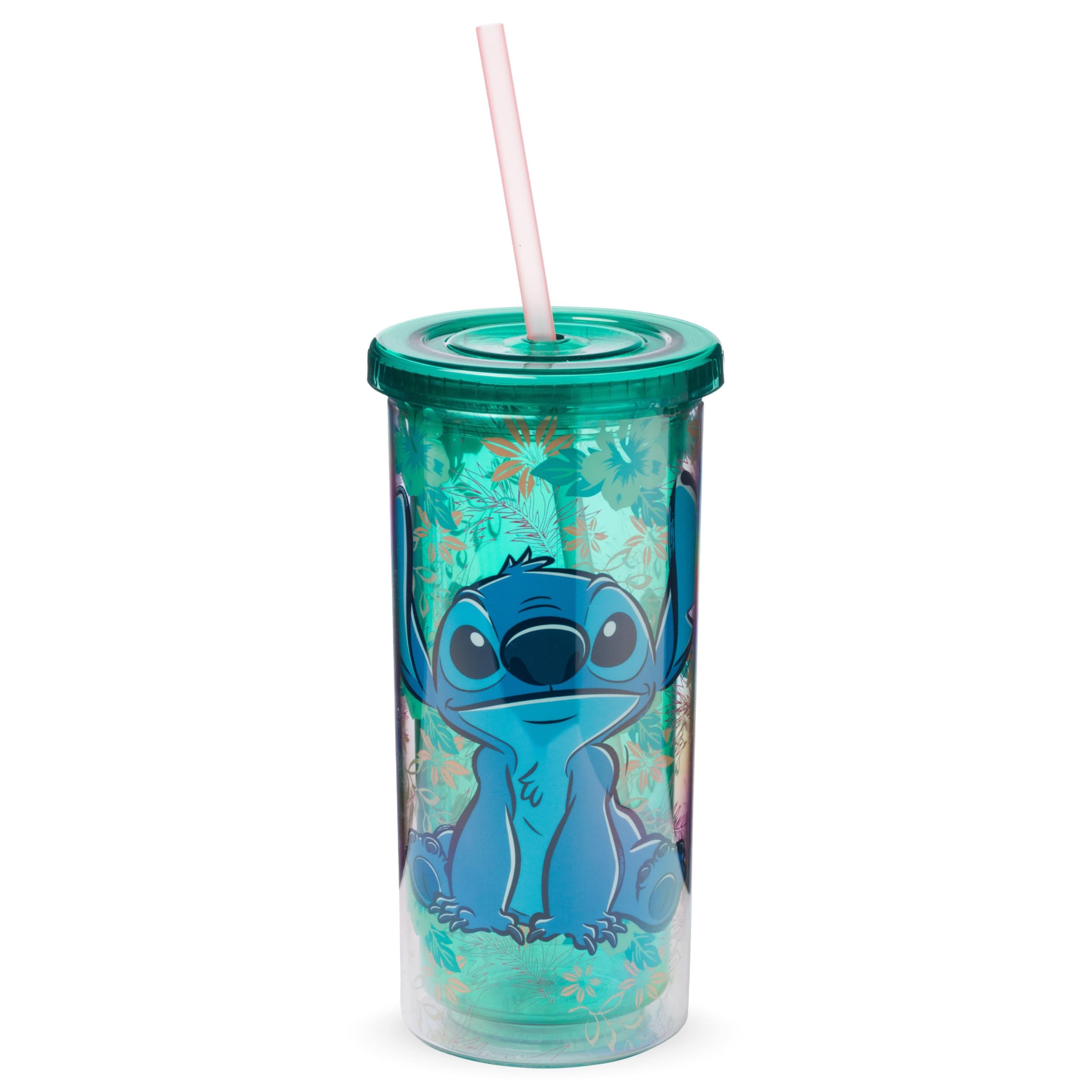 Lilo and Stitch Tropical Plastic Tall Tumbler with Lid & Straw