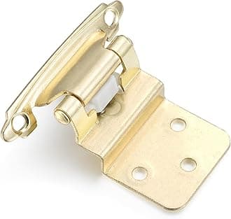 10 Pack (5 Pair) 3/8" Inset Gold (Brass) Nickel Self Closing Cabinet Hinges for Offset Kitchen Cabinet Door, Face Frame Semi Concealed Kitchen Cabinet Hinges