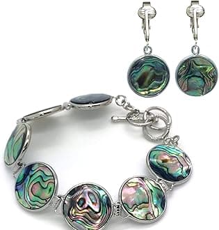 Tahitian-Style Abalone Paua Shell Clip On Earrings-Mother of Pearl Shells Authentic Ocean Romantic Shells Holiday, Authentic