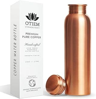 - Otiem 100% Copper Water Bottle for Drinking Water, 34 Oz Smooth Finish – Stay Hydrated and Enjoy Ayurvedic Benefits – Leak-Proof, Temperature Retention, Eco-Friendly Design – Durable Copper Bottle