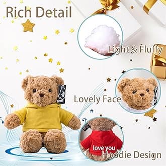Personalised Teddy Bear with Voice Recording for Kids Adults, Personalised Gifts Bear with Bow Plush Toys with Text+Photo as Customised Gift for Valentines Christmas (13 inch-Text+Photo)