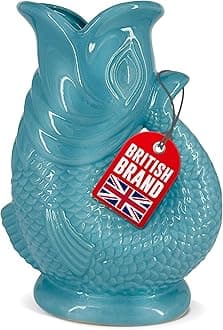 Glug Jug The Bubble Jug® Surf Blue 1.5L Litre Extra Large Fish Shaped Decorative Ceramic Glugging Cocktail, Water and Gin Gurgling Pitcher