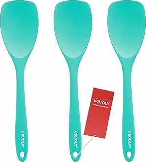 Upgrade Silicone Spatula Spoon Set,VOVOLY Heat Resistant Rubber Spoonula, Seamless Non-Stick Flexible Scrapers for Baking Mixing Tool,3 Pack, Teal