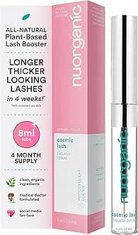 nuorganic Cosmic Lash Serum Without Prostaglandins | Eyelash Growth Serum for Thicker, Longer, More Defined Lashes | 4-Month Supply XL Size | Made in USA | cGMPA Certified Lab | 8ml