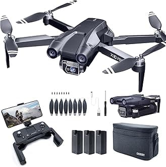 Brushless Super Endurance Foldable Drone with Camera for Beginners–60+ min Flight Time, WiFi FPV Quadcopter with 120°Wide-Angle 4K HD Camera, Brushless Motor, Auto Hover, Follow Me (3 Batteries)