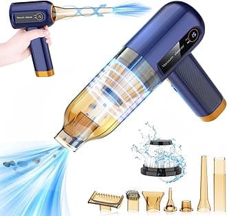 Musclez Car Vacuum Cleaner, 15000PA Mini Portable Handheld Car Vacuum Rechargeable Air Blower, Wireless Dust Buster, LED Display Cordless Vacuum Cleaner for Home Pet Hair Office (Blue)