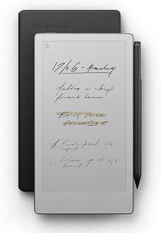 reMarkable Paper Pro Move - Leather Folio Bundle | Ultraportable Color 7.3" Paper Tablet with Marker Plus Pen with Eraser, and a Book Folio Cover in Black Leather