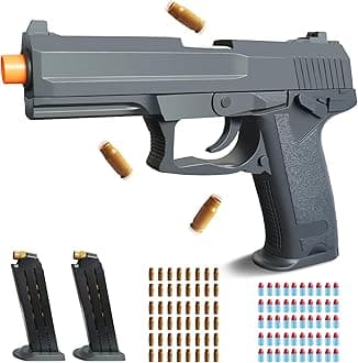 Gray Toy Gun, Soft Bullet Toy Gun Shell Ejecting, Realistic Toy Pistol for Boys, Educational Play Gun Model, Halloween Christmas Birthday Gifts for Boys Kids Adults Age 8+