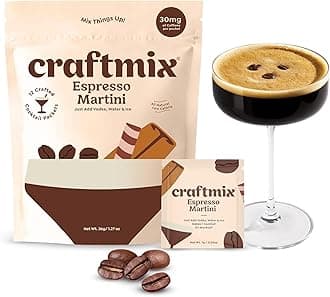 Espresso Martini Cocktail & Mocktail Drink Mixer, Skinny Mixes - Water Flavoring Packets - Made With Real Coffee Beans - Vegan, Low-Carb, Low-Sugar, Non-GMO, Dairy Free, Gluten Free, 12 Pack