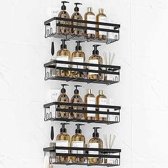 WOWBOX Shower Caddies 4 Pack - Adhesive Hanging Shower Shelf - Bathroom Organizers and Storage, No Drilling Stainless Shower Shelves for Home Decor, Bathroom Accessories
