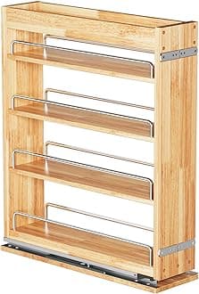 OCG 4-Tier Pull Out Kitchen Cabinet Spice Rack Holder Shelves (5" W x 22" D), spice organization for cabinet Storage Organization, pull out spice racks for inside cabinets