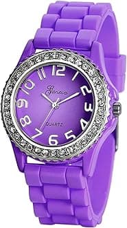 AvanerWomen's Silicone Rhinestones Watches Analog Quartz Silicone Strap Bling Wristwatch