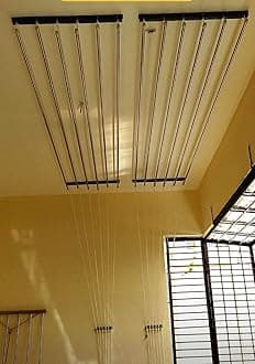 NR Industries Stainless Steel Rust Proof Ceiling Clothes Hanger/Rack Roof Mount Cloth Dryer with Individual Drop Down Railers (NRI 3Feets)