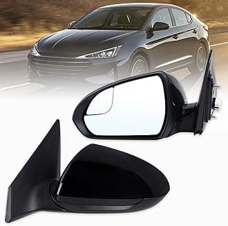 Left Driver Side Mirror Compatible With 2017 2018 2019 2020 Hyundai Elantra With Manual Folding Power Glass Black Replace#87610F3050(3Pins)