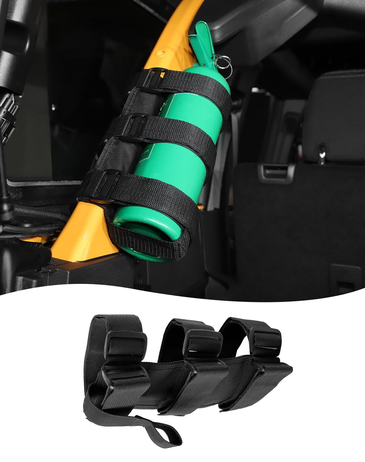 Adjustable Roll Bar Fire Extinguisher Mount Holder 3 lb for Jeep Wrangler Unlimited CJ YJ LJ TJ JK JKU JL JLU 4XE,(Black, Without Pattern)