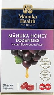Manuka Health, Manuka Honey Lozenges, Natural Blackcurrant, MGO 400+, 15 Lozenges