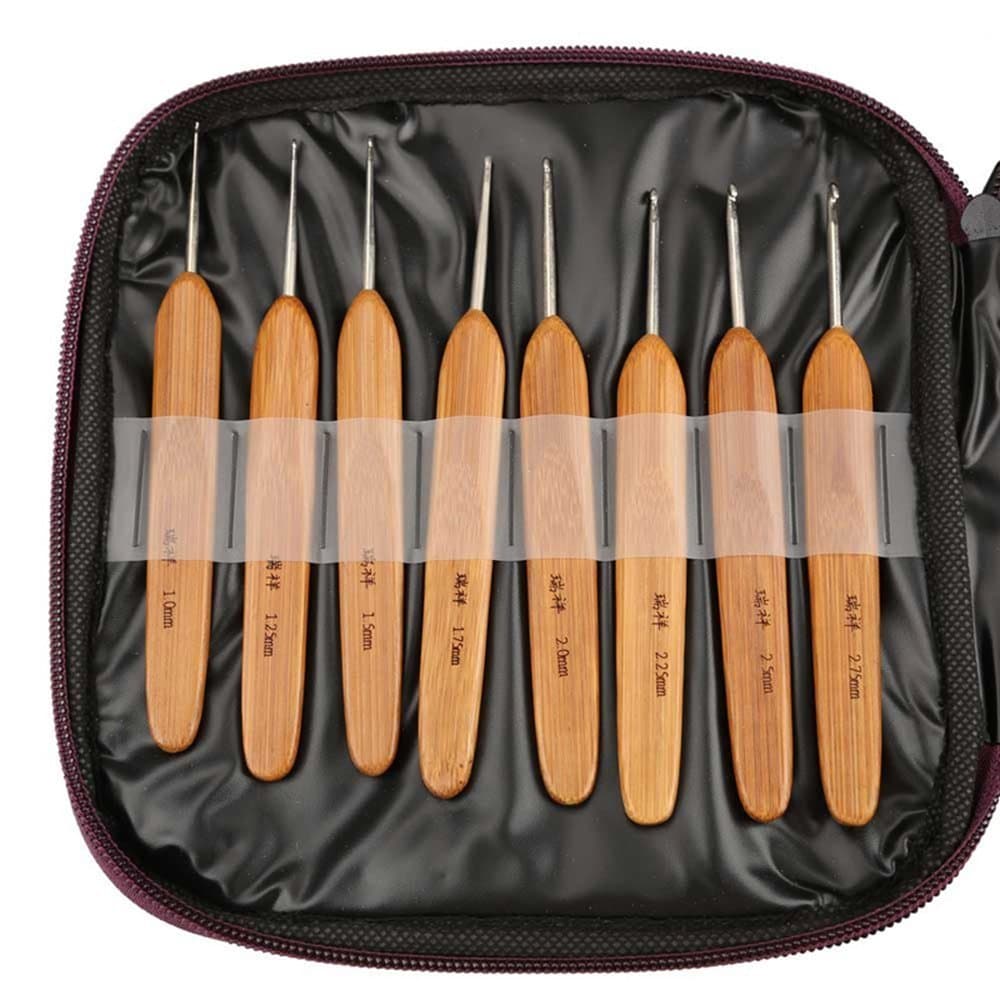 2016 New 20 Different Sizes Afghan Tunisian Carbonized Bamboo Handle Crochet Hooks Knit Weave Yarn Craft Knitting Needle Set