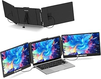 Maxfree Triple Laptop Screen Extender, S2 14" 1080P HD Portable Dual Monitor for 13.3-17″ Laptops, Plug & Play Monitor Extender Compatible with Windows/Mac/Surface/Android/Switch