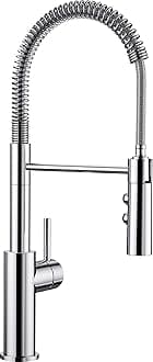 BLANCOCATRIS-S – Semi-professional Kitchen Tap with Flexible Spout and Stainless Steel Spiral – High-Pressure Model, Double-Jet Spout – Chrome – 521476
