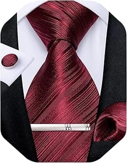 Mens Silk Necktie Solid Color Tie and Pocket Square Cufflink Tie Clip Set Woven Plain Ties for Men Wedding Party