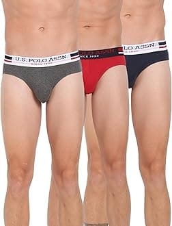 U.S. POLO ASSN. Mens Underwear Briefs Elastic Waistband Pure Cotton 3 Pack I006