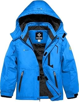Boy's Waterproof Ski Snow Jacket Hooded Fleece Windproof Winter Jacket