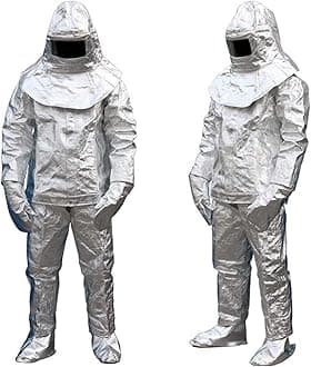 1000 Degree Radiation Proof Inflaming Retarding Suit, Fireproof Flameproof Composite Aluminium Foil Heatproof Suit, silver