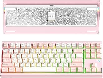 KEEBMONKEY WOBKEY Crush80 Reboot CNC Aluminum 5-Second Quick-Release Triple-Mode Connectivity Mechanical Keyboard with Superior Acoustics (Pro Pink)