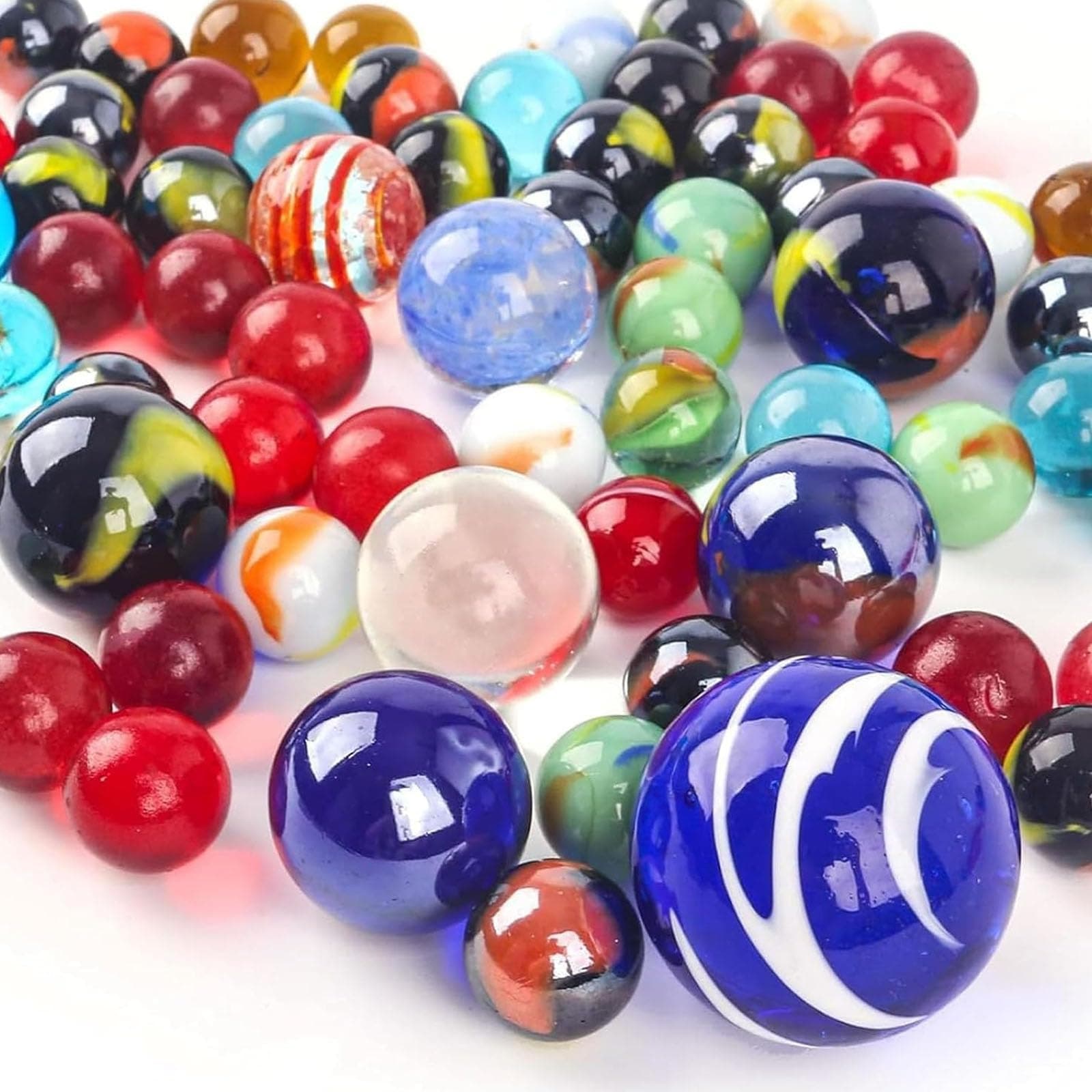 AMOR PRESENT 85PCS Glass Marbles, Space Marbles 4 Sizes Assorted Colors, for Vase Fillers Fish Tank Rocks Aquarium Tank Decor Table Scatter Decorations