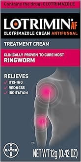 Lotrimin AF Ringworm Cream Clotrimazole 1% - Clinically Proven Effective Antifungal Cream Treatment of Most Ringworm, For Adults and Kids Over 2 years, .42 Ounce (12 Grams)
