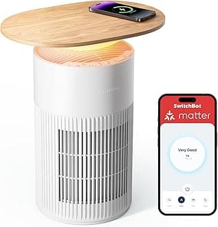 SwitchBot Air Purifier with Night Light, CADR 400m³/h for up to 83㎡, 3-Layer Filtration System removes 99.97% of pollutants, 20dB Sleep Mode, Supports Alexa&App Control, Chew-Proof Wire ideal for Pets