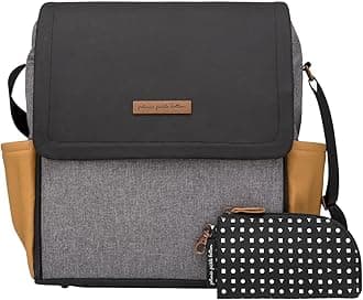 Petunia Pickle Bottom Boxy Diaper Bag Backpack, Easy to Clean, Two Ways to Carry, Stylish & Spacious for On-The-Go Parents (Camel/Graphite)