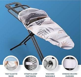 Bartnelli Ironing Board Cover and Pad, Made in Europe with New Patent Technology | 54x15 Iron Board Replacement Cover Featuring Park & Turbo Zone, Scorch Resistant 100% Cotton Thick Layered Top