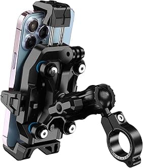 iMESTOU Motorcycle Phone Mount Anti-Vibration with 4 Shock Absorbers, Universal 22-32mm Handlebar Fit for Bikes/Motorcycles/EBikes, 720° Adjustable Heavy-Duty Phone Holder for 5.6”-7.4” Phones