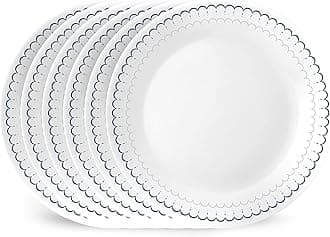 6-Piece 10.25" Dinner Set, Vitrelle Triple Layer Glass, Lightweight Round Plates, Chip & Scratch Resistant, Microwave & Dishwasher Safe, Caspian