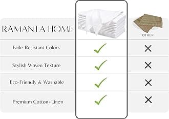 Ramanta Home Decorative Cloth dinner Napkins With Hemstitched-Flax Cotton -White color,20x20,Wedding / Cocktails Napkins, Mitered Corners,Machine Washable, Set of12