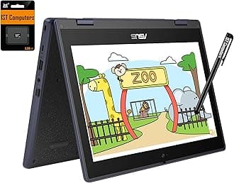 ASUS Chromebook Flip CR11 2-in-1 (11.6" Touchscreen, Intel N100, 4GB RAM, 160GB Storage), Ruggedized & Water Resistant, Convertible Student & Home Laptop, IST Pen, 12-Hr Long Battery Life, Chrome OS