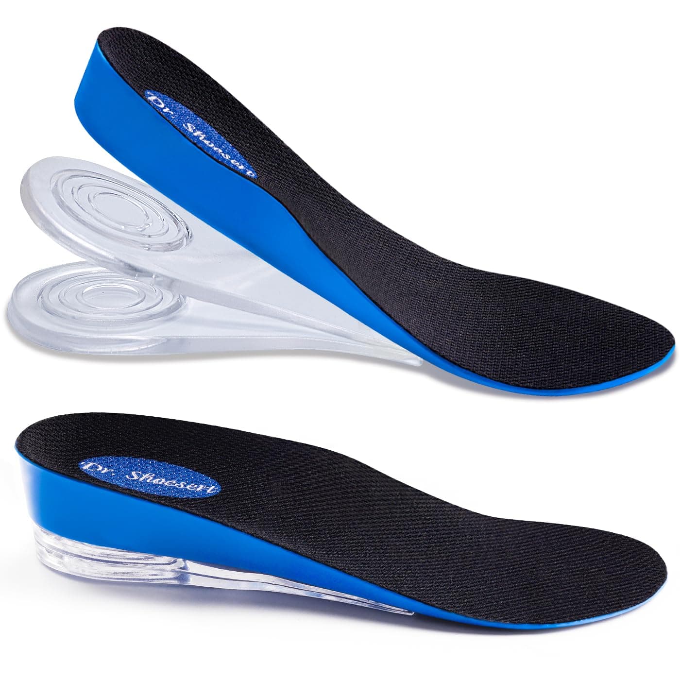 3-Layer Adjustable Insoles to Increase Height, 3/4 Length with Shock Absorption Heel Lift Inserts (S, Blue)
