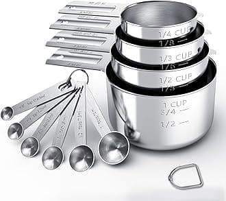 Stainless Steel Measuring Cups & Spoons Set, Cups and Spoons,Kitchen Gadgets for Cooking & Baking (10)