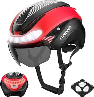 LUMDEER DARKNIGHT Bike Helmet - LED Turn Signals Front & Rear Light Rechargeable, Visor, Goggles for Ebike,Scooter Commuting, Adjustable Bicycle Helmets for Adults Men Women