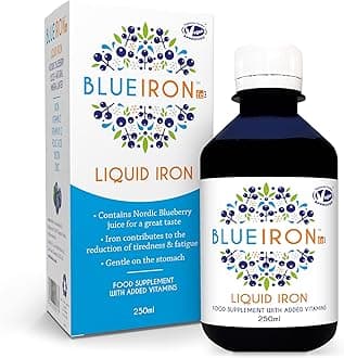 Blueiron Liquid Iron Supplement with Nordic Blueberries + Vitamin C, Vitamin B12, Folic Acid, Biotin and Zinc | 250ml | Suitable for Vegans | Easily Absorbed and Gentle On The Stomach