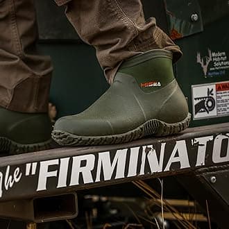 HISEA Men's Rain Boots, Ankle Height Garden Shoes Waterproof Insulated Rubber Neoprene Mud Boots Anti-Slip Outdoor Work Booties for Gardening Farming Camping Fishing and Yard Working