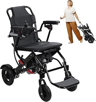 Electric Wheelchair for Adults, Lightweight Foldable with Large Footrest, 20+ Miles Range & Dual Motors, Intelligent Portable Powered Wheelchair for Seniors, Weighs 22kg