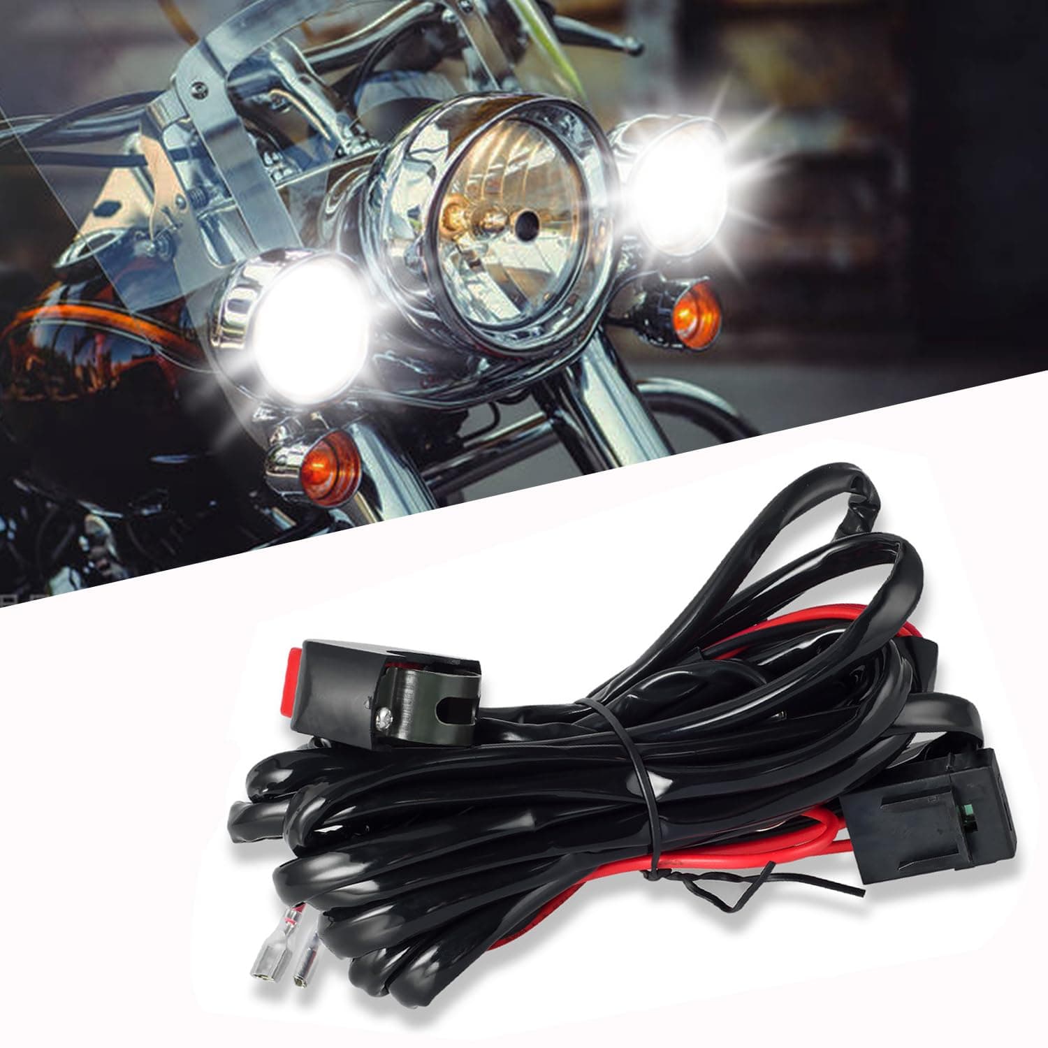WinPower Universal LED Wiring Harness Switch Relay Kit with 2 LED Connections Motorcycle Spot Lights Auxiliary Work Lamps, 1 Piece