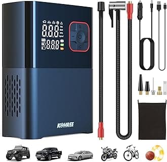 Kohree Tire Inflator Portable Air Compressor, 58LPM Faster Dual Cylinder Air Pump for Car Tires, Pickup Trucks & Large Tires, 150 PSI & 20000mAh Cordless Electric Air Pump with Pressure Detection