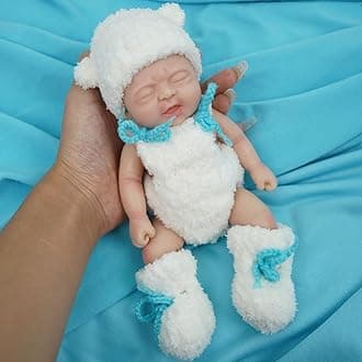 Lifelike Reborn Baby Doll - 7" Mini Full Platinum Silicone Realistic Newborn Baby Doll, Non-Vinyl Doll, Washable Reality Doll Baby with Feeding Kit & Gift Box-Boy